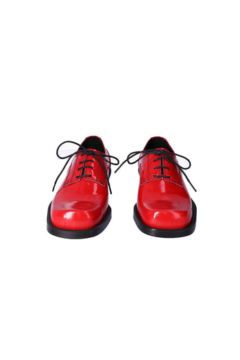 Nuosmiq Hardy Derby Red derby shoes with red leather upper and classic lace-up design.