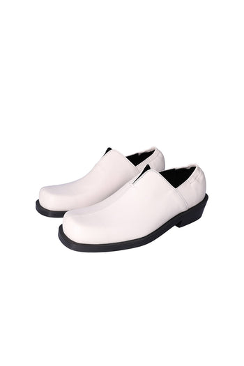 Nuosmiq Nujan Slips Ivory loafers showing smooth ivory leather with sleek design and slip-on style.