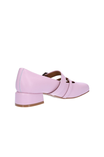 Pink Aku Mary-Jane Loafers by Nuosmiq, showcasing classic slip-on design with a rounded toe and stylish pink finish.