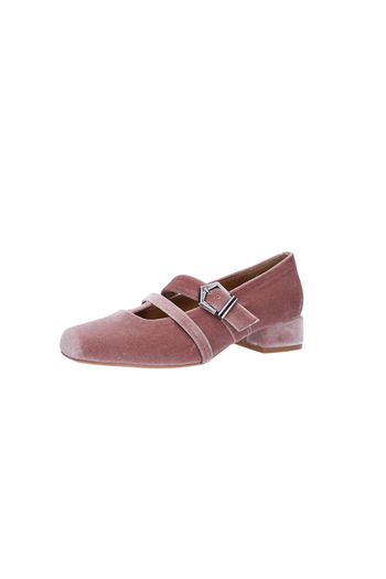 Nuosmiq Aku Mary-Jane Loafers in pink velvet, featuring classic loafer design with a comfortable slip-on fit and stylish velvet finish.