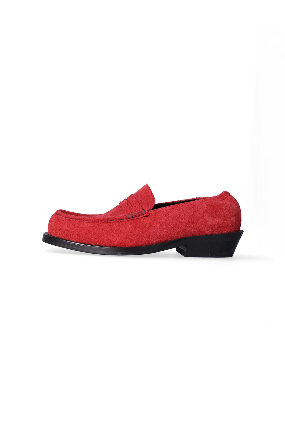 Red Nuosmiq Godri Colp loafers with sleek design and leather finish, displayed on a neutral background.