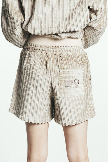 Phenomenon Seeper navy cotton stripe fur shorts, cozy and stylish bottoms, casual and comfortable for everyday wear.
