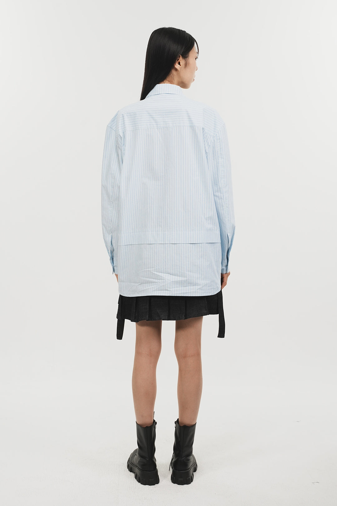 Blue Stripe Snack Shirt by Phenomenon Seeper, casual men's shirt with horizontal stripes and a relaxed fit.