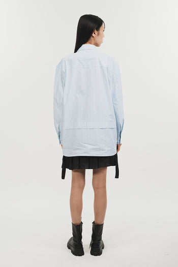 Blue Stripe Snack Shirt by Phenomenon Seeper, casual men's shirt with horizontal stripes and a relaxed fit.