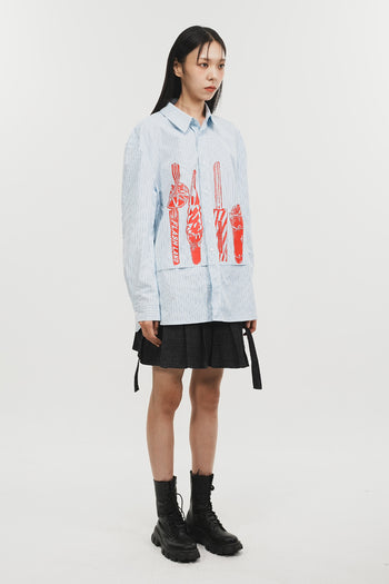 Blue Stripe Snack Shirt by Phenomenon Seeper, casual men's shirt with bold stripe pattern and comfortable fit.