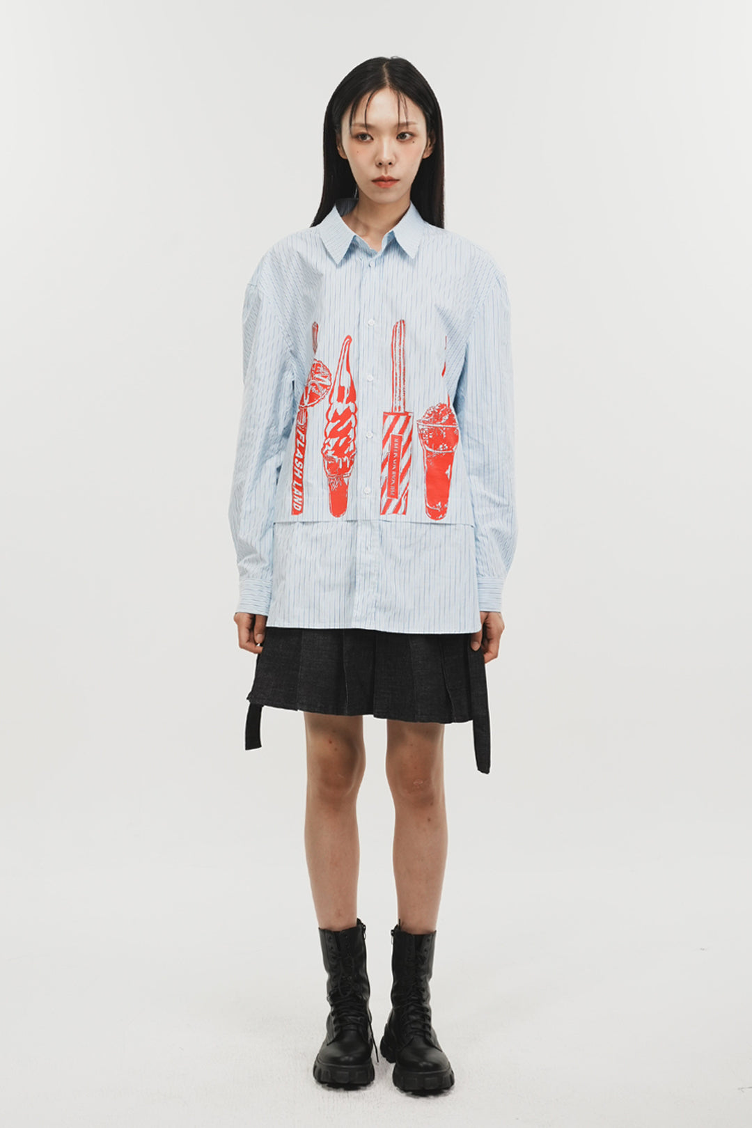 Blue Stripe Snack Shirt from Phenomenon Seeper, men's casual shirt with bold stripe pattern and relaxed fit.