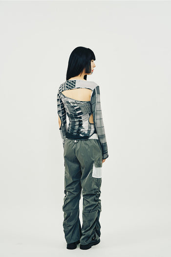 Phenomenon Seeper Hole Shirring T-Shirt Tokyo, casual multi-color shirt with unique hole design, one size fits most.