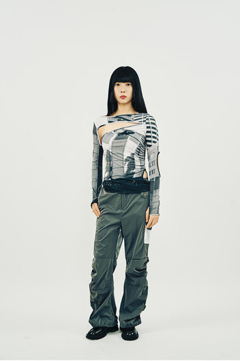 Phenomenon Seeper Hole Shirring T-Shirt Tokyo, casual shirt with unique hole details, in a multi-color design, one size fits most.