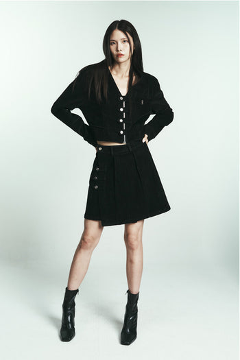Phenomenon Seeper denim velvet skirt, one size, featuring a stylish blend of denim and velvet fabric, with a flowy, fashionable design.