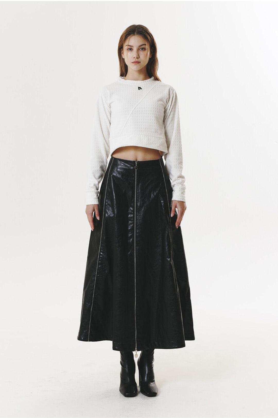 Navy Polar Fleece Logo Crop T-Shirt by Phenomenon Seeper, casual short-sleeve top with logo detail in a cropped style.