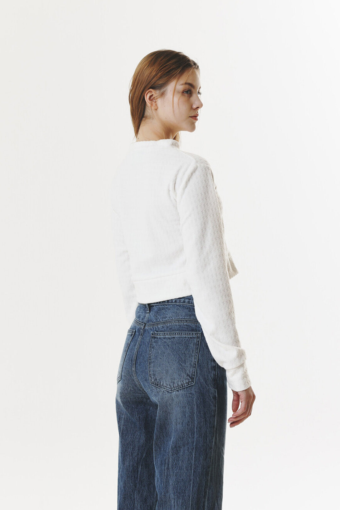 Navy Polar Fleece Logo Crop T-Shirt by Phenomenon Seeper, casual tops with logo detail and fitted crop style.