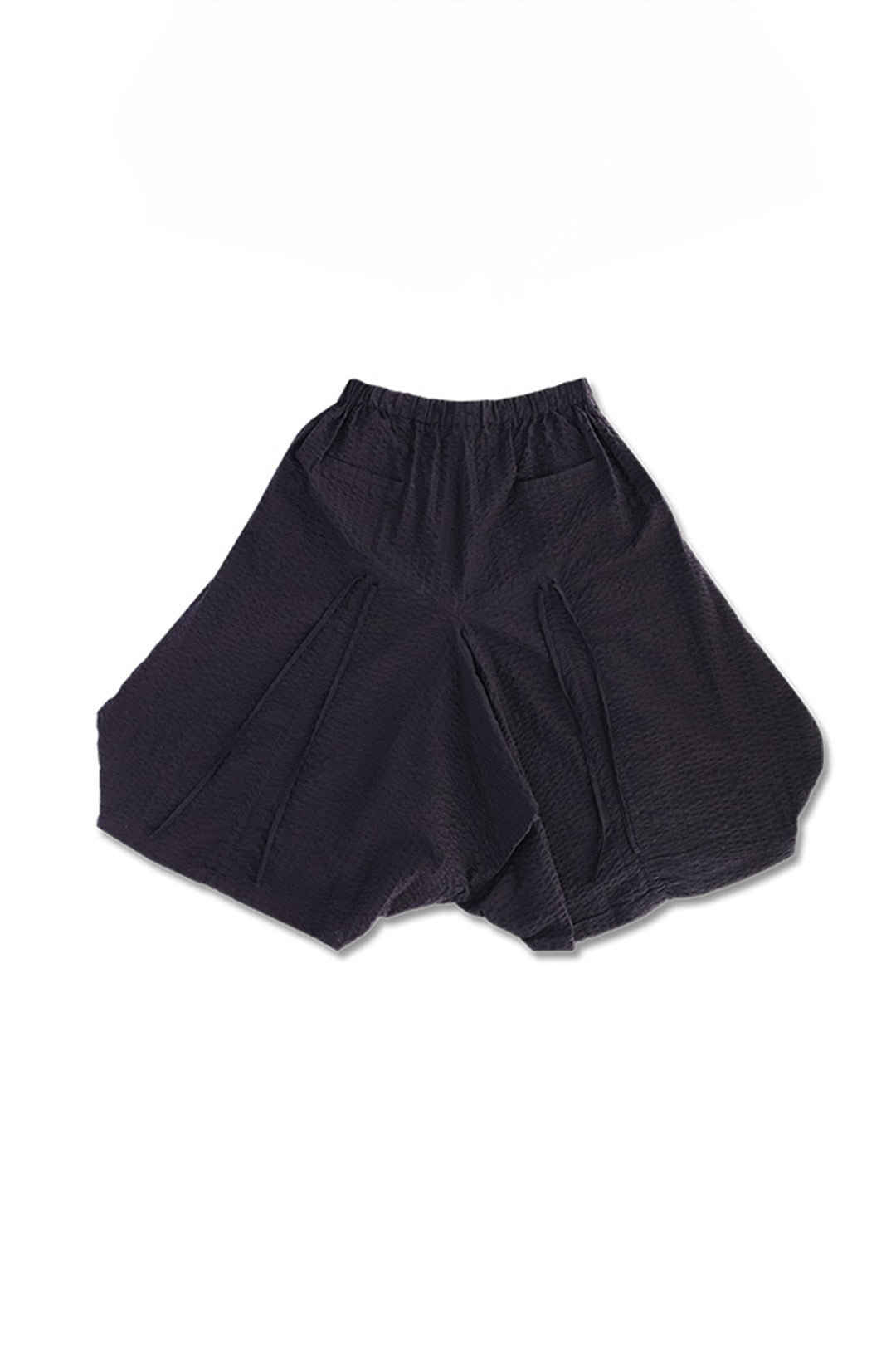 Reculer black shirring skirt pants, one-size bottoms with gathered waist and relaxed fit, stylish and versatile for casual wear.