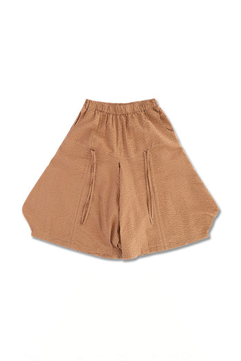 Reculer brown shirring skirt pants, one-size bottoms with a stylish, gathered design and comfortable fit.