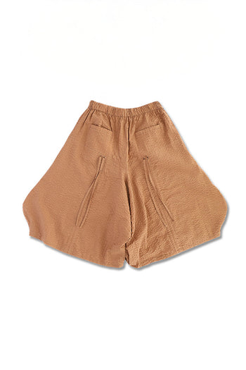 Reculer brown shirring skirt pants, one-size bottoms with a relaxed fit and stylish design, suitable for casual or semi-formal wear.