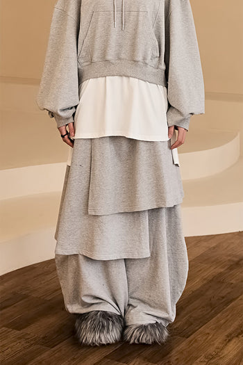 Reculer grey sweat skirt pants for women, casual bottoms with a relaxed fit, soft fabric, and comfortable design.