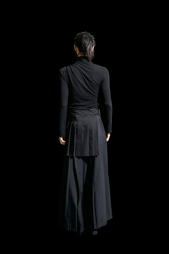 Reculer black cowl string draped T-shirt, a stylish oversized shirt with unique colouration and soft fabric detail.