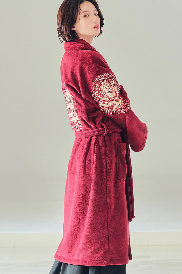 TM3 Royality Sleepwear Gown in wine color, one size, featuring a comfortable, flowing design perfect for relaxed nights.