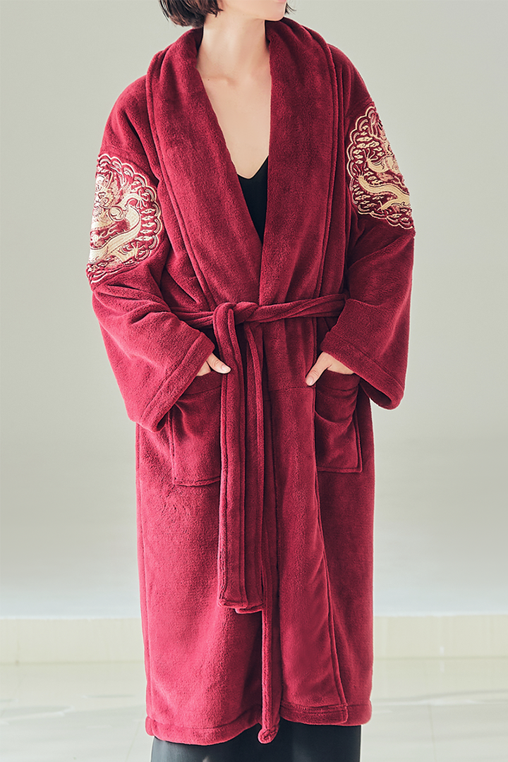 TM3 Royality Sleepwear Gown in wine color, soft and comfortable one-size nightgown with elegant design.