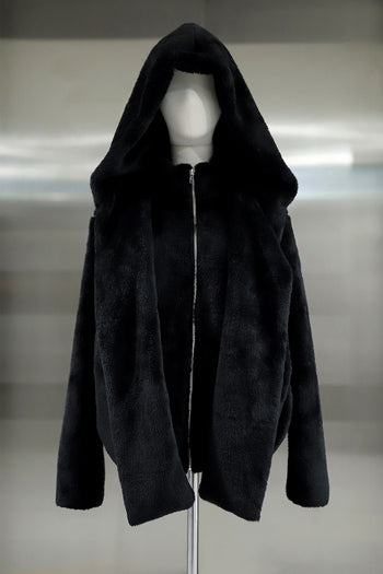 Black TM3 Balaclava Fleece Hoodie with hood and full-face coverage, made from warm, soft fleece material.