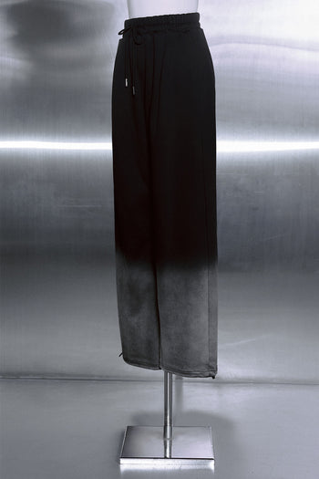 Black TM3 Korean Dokkaebi Heukgwi gradient wash embroidered jogger pants with logo, unisex, comfortable casual wear.