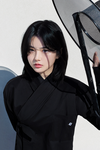 Black classic Hanbok shirt by TM3, featuring traditional Korean style with a simple, elegant design.