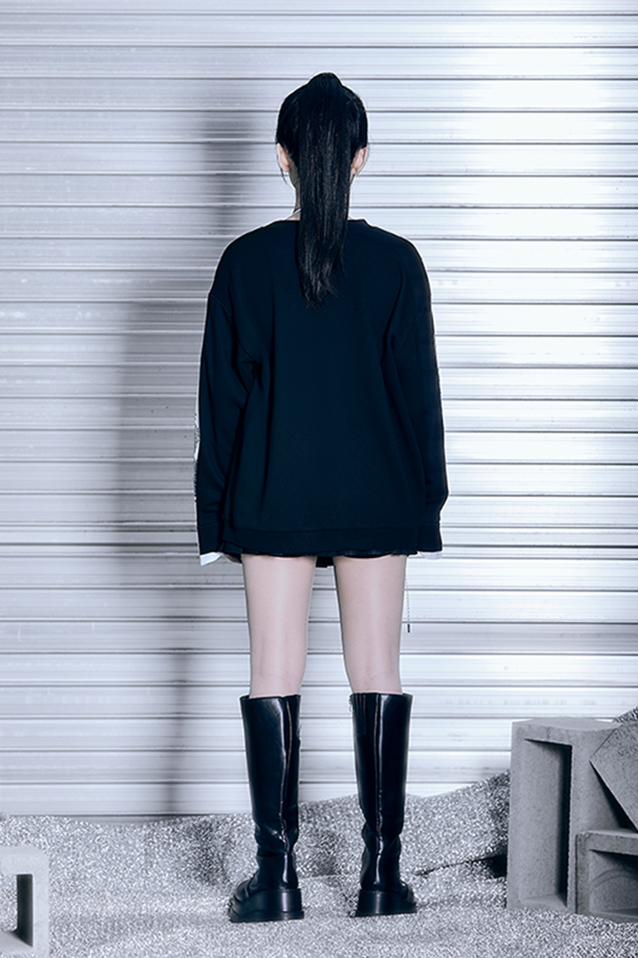 Black Han Secret Black Dragon Sweatshirt by TM3, featuring a dragon graphic on the front, shown on a model.