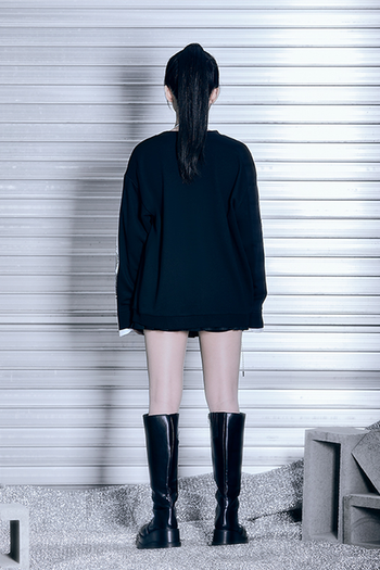 Black Han Secret Black Dragon Sweatshirt by TM3, featuring a dragon graphic on the front, shown on a model.